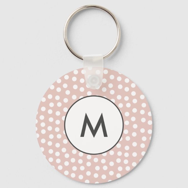 Blush pink dotted monogram keychain (Front)