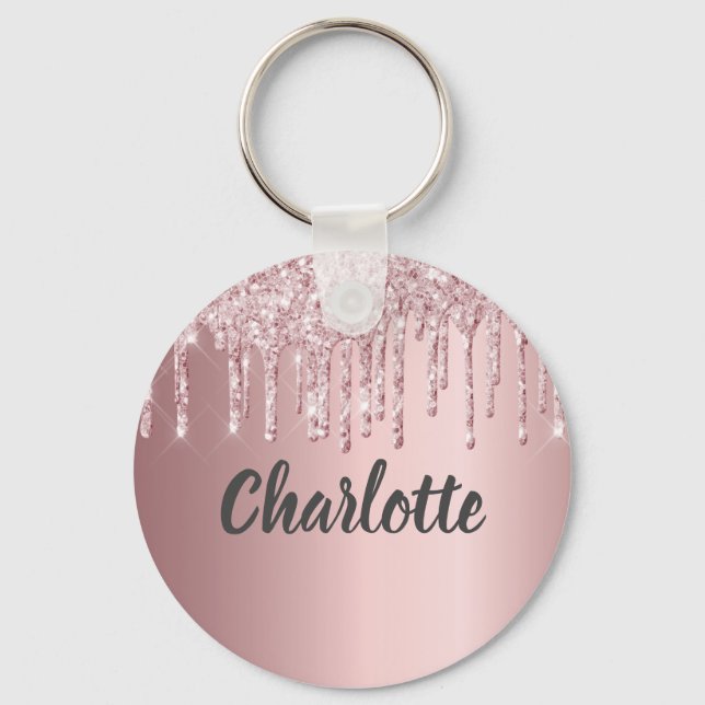 Blush pink drips name keychain (Front)