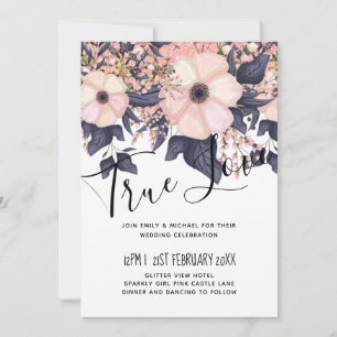 Blush Pink Dusty Blue Black Wedding Floral Budget