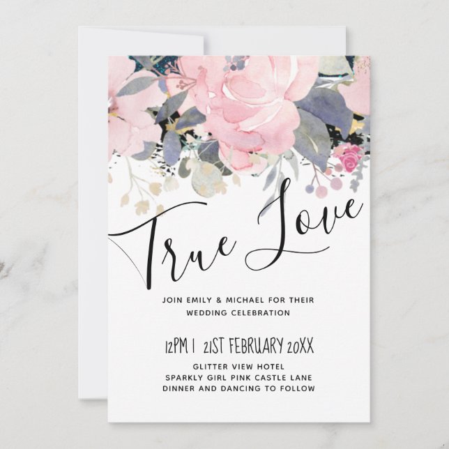 Blush Pink Dusty Blue Floral Wedding Budget (Front)