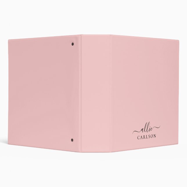 Blush Pink Dusty Pink Modern Minimalist Name Binder (Background)