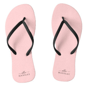 Blush Pink Dusty Pink Modern Minimalist Name Flip Flops