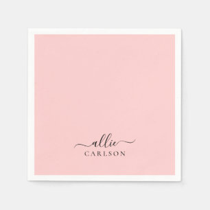 Blush Pink Dusty Pink Modern Minimalist Name Napkin