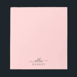 Blush Pink Dusty Pink Modern Minimalist Name Notepad<br><div class="desc">A modern and simple,  custom note pad. A beautiful modern script,  paired with a block typography font,  on an elegant and colourful background. Easy to customize the name and back ground colour!</div>