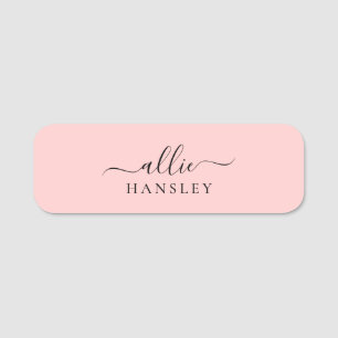 Blush Pink Dusty Pink Modern Minimalist Name Tag