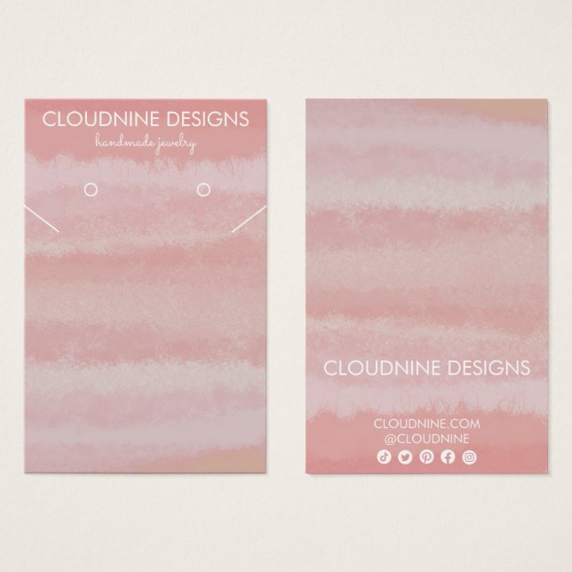 Blush Pink Earring Necklace Jewellery Display Card (Front & Back)