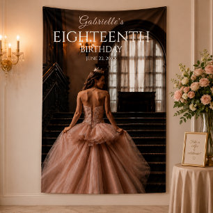 Blush Pink Eighteenth Birthday Backdrop Banner