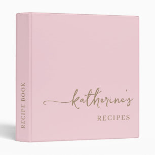 Blush Pink Elegance Monogram Cookbook Recipe  Binder