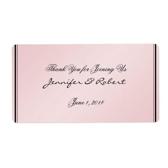 Blush Pink Elegance Water Bottle Label (Front)