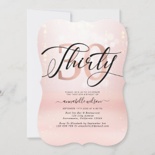 Blush Pink Elegant 30th Birthday Invitation