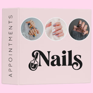 Blush Pink Elegant 3 Photo Nails Appointments Binder