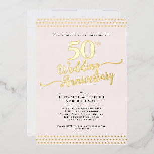 Blush Pink Elegant 50th Wedding Anniversary Gold