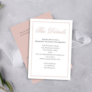 Blush Pink Elegant Calligraphy Details RSVP Enclosure Card