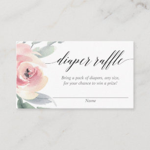 Blush pink elegant floral diaper raffle cards