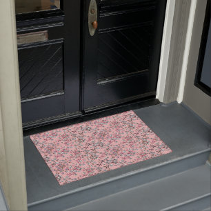 Blush Pink Elegant Floral Pattern Decorative Doormat