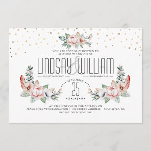 Blush Pink Elegant Floral Summer Garden Wedding Invitation
