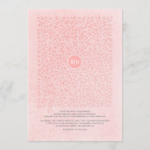 Blush Pink Elegant Floral Vintage Monogram Wedding Invitation
