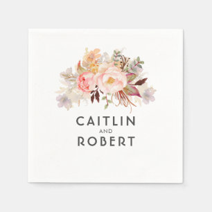 Blush Pink Elegant Floral Wedding Napkin