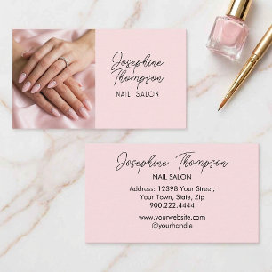 Blush Pink Elegant Glam Nail Salon Branding Business Card