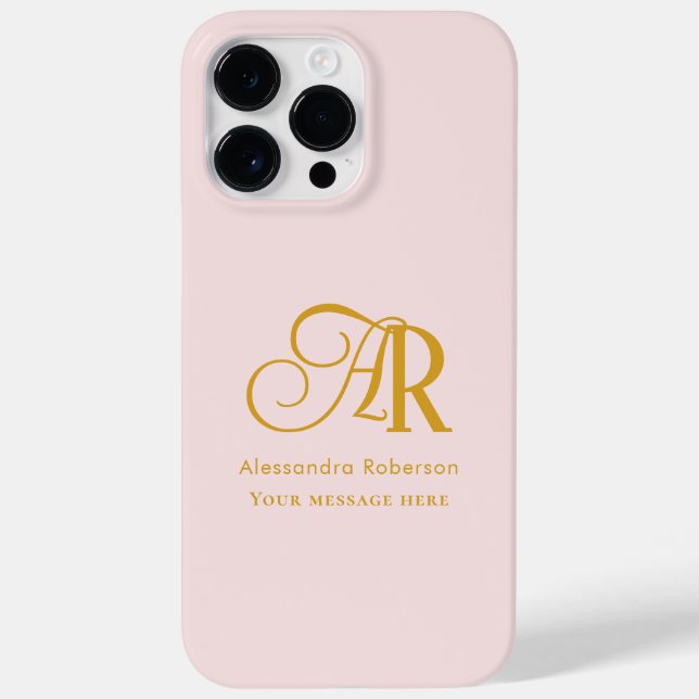 Blush Pink Elegant Gold Lettering Case-Mate iPhone Case (Back)
