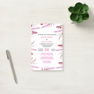 Blush Pink  Elegant Gold Wedding Invitation , Whit Post-it Notes