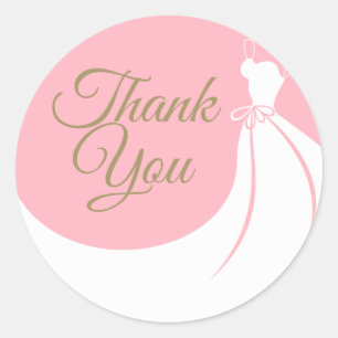 Blush Pink Elegant Gown Bridal Shower Thank You Classic Round Sticker