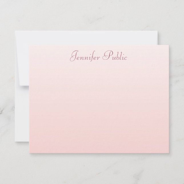 Blush Pink Elegant Hand Script Name Text Simple Card (Front)