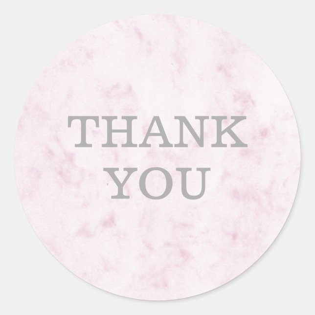 Blush Pink Elegant Marble Thank You Classic Round Sticker (Front)
