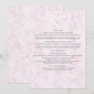 Blush Pink Elegant Marble Wedding Information Invitation