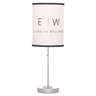 Blush Pink Elegant Minimalist Monogram Name  Table Lamp