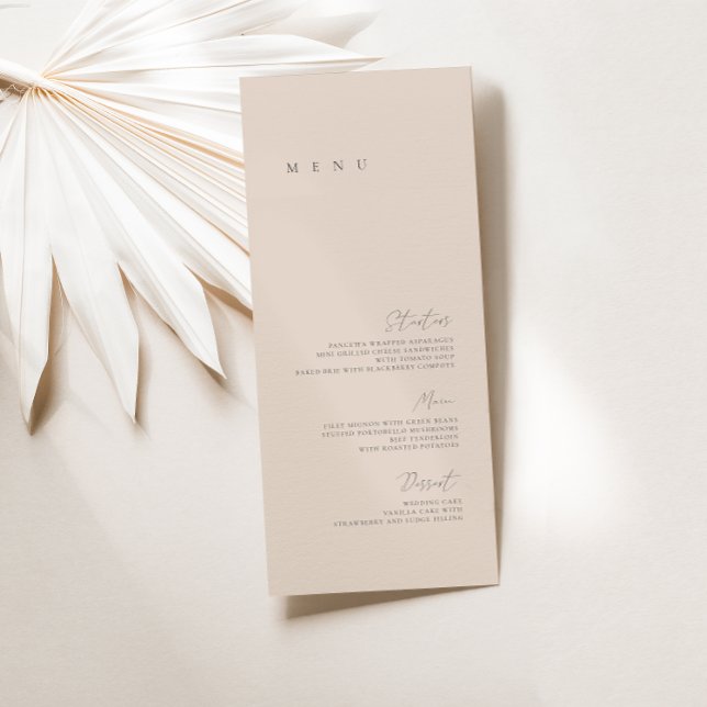 Blush Pink Elegant Minimalist Wedding Flat Menu (Creator Uploaded)