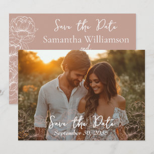 Blush Pink Elegant Modern Minimalist Wedding Save The Date