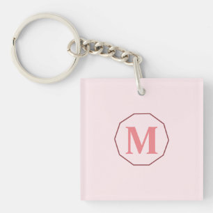 Blush Pink elegant monogram personalized Keychain