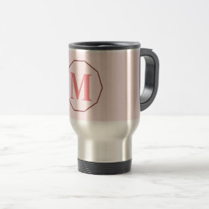 Blush pink elegant monogram personalized travel mug