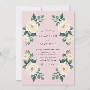 Blush Pink Elegant Rose Wedding Invitation