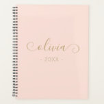 Blush Pink Elegant Script 2024 Planner<br><div class="desc">Add your monogram name and year to this personalized blush pink 2024 planner.</div>