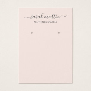 Blush Pink Elegant Script Earring Holder Card