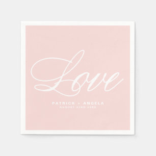 Blush Pink Elegant Script   Love Wedding Napkin