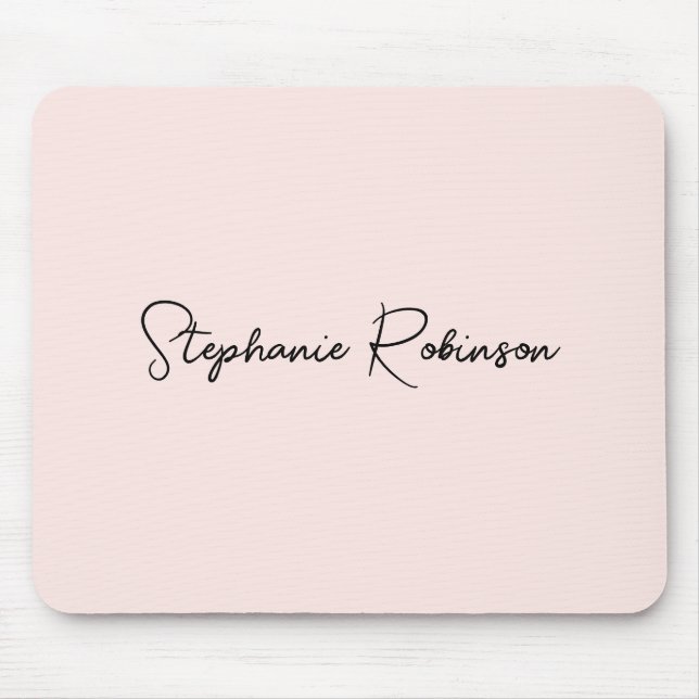 Blush Pink Elegant Script Personalized Monogram Mouse Pad (Front)