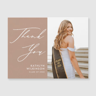 Blush Pink Elegant Script Photo GRAD Thank You