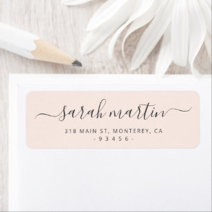 Blush Pink Elegant Script Return Address
