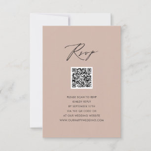 Blush Pink Elegant Script Simple QR Wedding RSVP Card