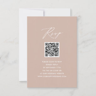 Blush Pink Elegant Script Simple QR Wedding RSVP Card