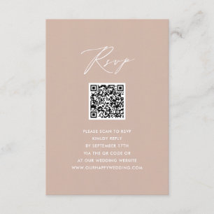 Blush Pink Elegant Script Simple QR Wedding RSVP Enclosure Card