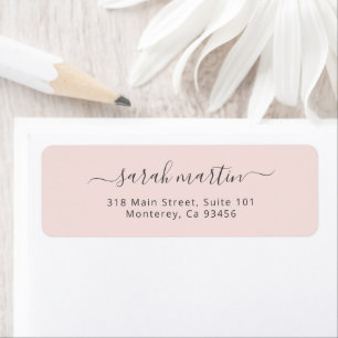 Blush Pink Elegant Script Simple Return Address