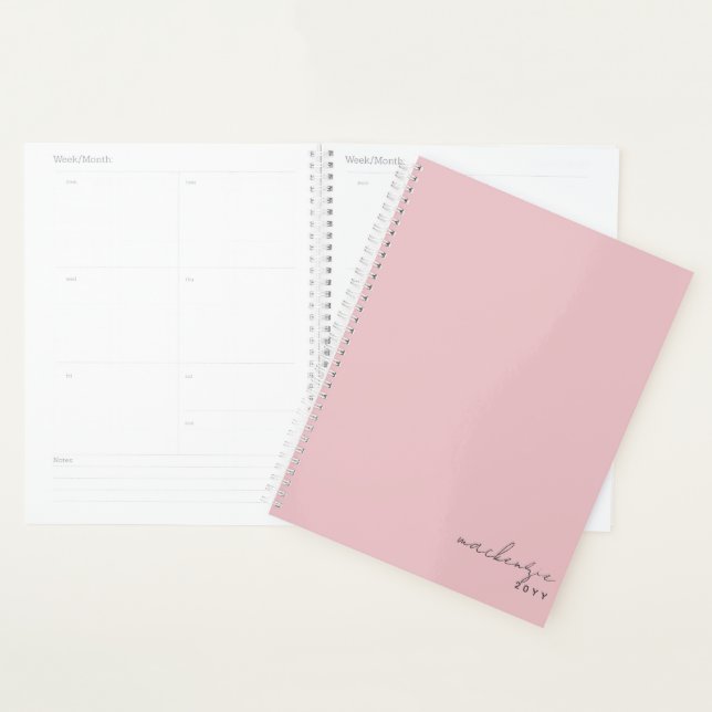 Blush Pink Elegant Simple Minimalist Personalized Planner (Display)