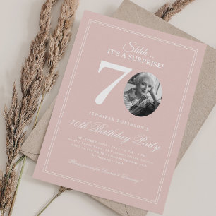 Blush Pink   Elegant Surprise 70th Birthday Party Invitation