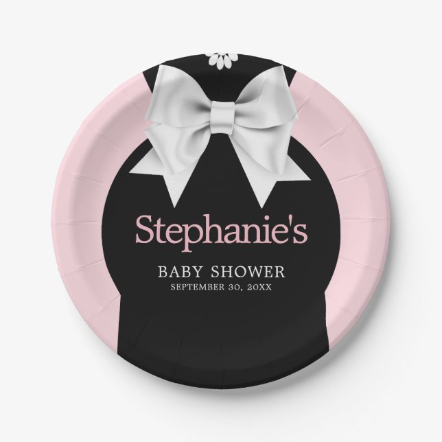 Blush Pink Elegant Tiffany Chic Fancy Baby Shower Paper Plate (Front)