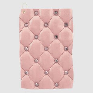 Blush Pink Elegant Tufted Metallic Leather Look Golf Towel
