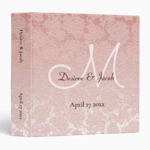 Blush Pink Elegant Wedding Album Monogram Floral Binder